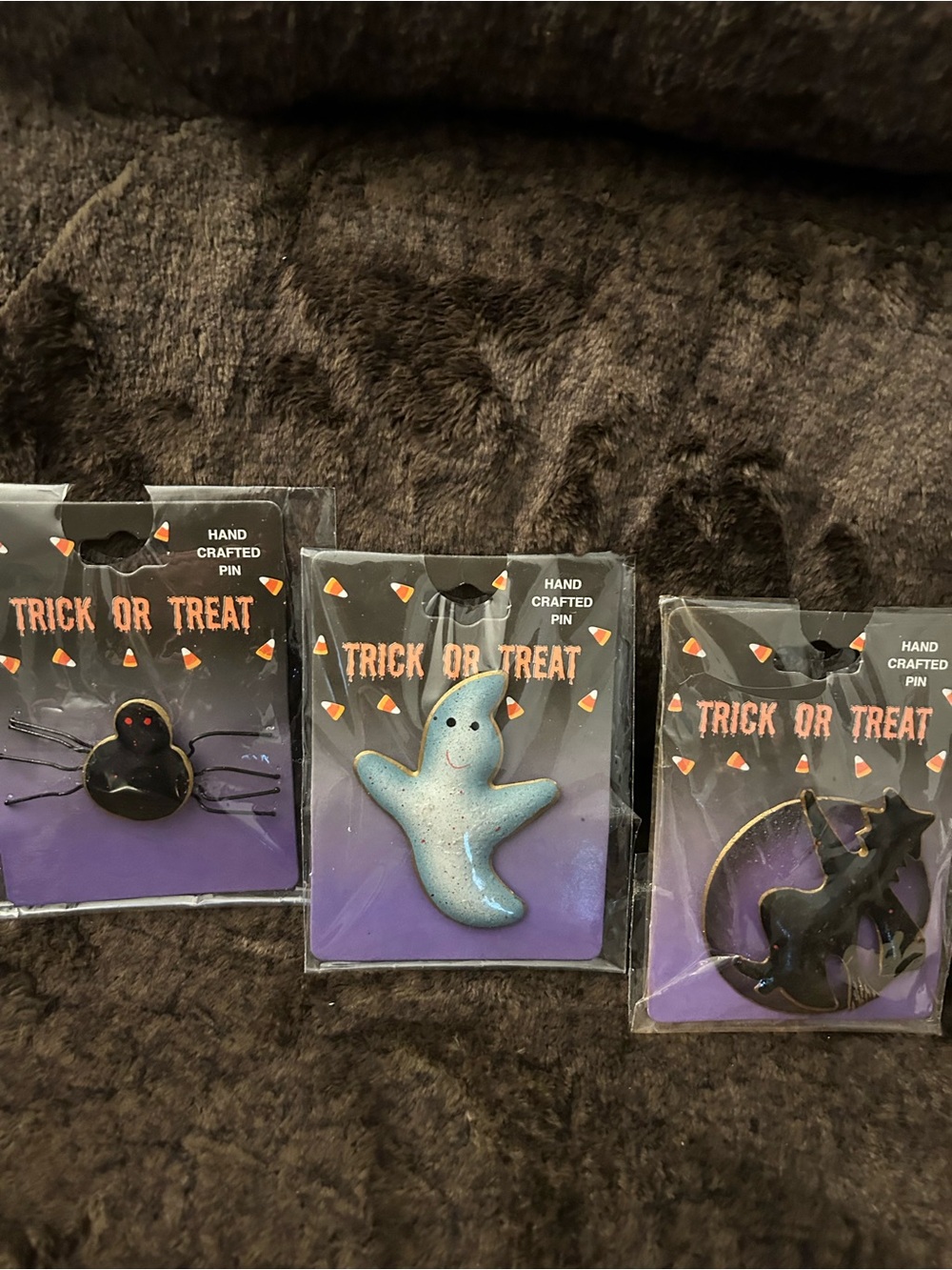 Halloween Trick or Treat Enamel Pin Set - Ghost, Spider, Cat